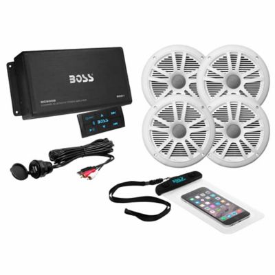 BOSS AUDIO 500W 4-channel Bluetooth Amplifier; Two Pair Marine Speakers; USB cable