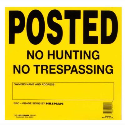 No Hunting/Trespassing Sign, 25 Pack 