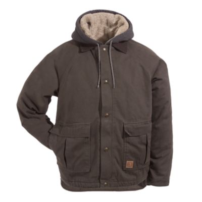 Berne? Men’s Insulated Washed Duck Sherpalined Jacket With Fleece Hood