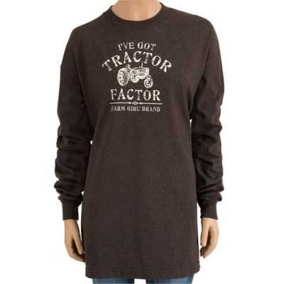 Farm Girl? Ladies' "Tractor Factor" Long Sleeve T-Shirt