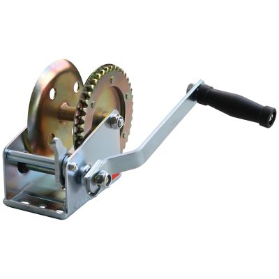 Image showing  Big Red Manual Geared Hand Winch, Zinc-Plated, Single Speed, 1,400 lb. Capacity
