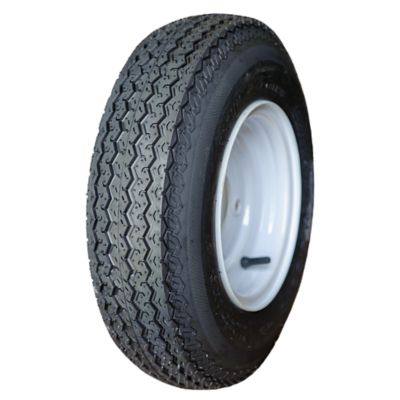 Image showing  4.80-8 Trailer Tire, 4-Hole White Spoke Wheel, Load Range B 4PR