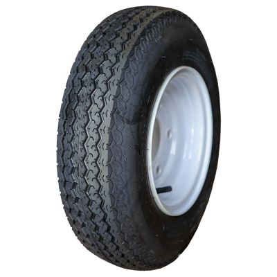 Image showing  4.80-8 Trailer Tire, 5-Hole White Spoke Wheel, Load Range B 4PR