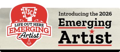 TSC Life Out Here Emerging Artist. Introducing the 2026 Emerging Artist. A promotional banner featuring the Tractor Supply Co. Emerging Artist program branding.