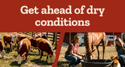 Extreme heat calls for the right supplies. Large industrial fan operating inside a barn with people and a vehicle visible in the background. Learn more.