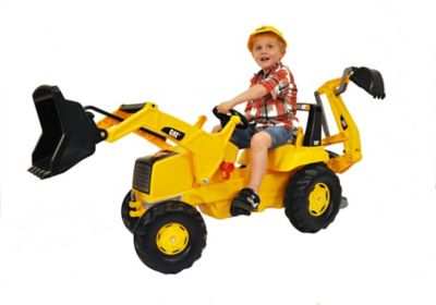 Image showing  CAT Pedal Tractor with Front Loader and Backhoe Ride-On Toy, High Impact Blow Molded Body, Ages 3 and Up