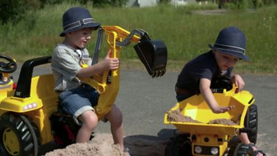 Image showing 5 th Kettler CAT Pedal Tractor with Front Loader and Backhoe Ride-On Toy, High Impact Blow Molded Body, Ages 3 and Up