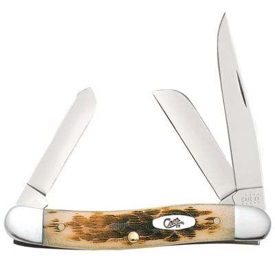 Case Cutlery 2.55 in. Bone Peach Seed Jig Medium Stockman Knife, Amber