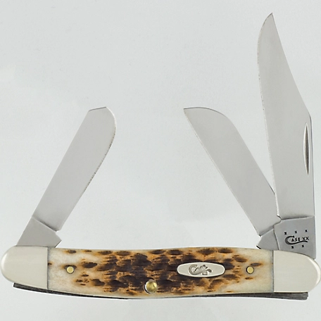 Case Cutlery 2.92 in. Bone Stockman Knife, Amber, 128