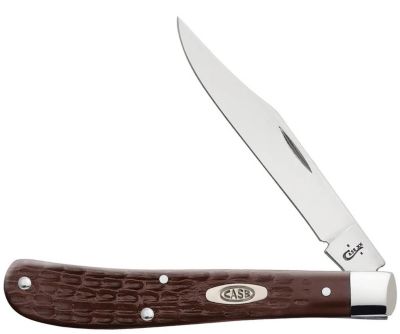 Image showing  3.25 in. Jigged Synthetic Slimline Trapper Knife, Brown
