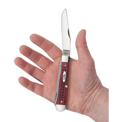 Image showing  3.25 in. Worn Bone Trapper Pocket Knife, Old Red