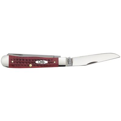 Image showing  3.25 in. Worn Bone Trapper Pocket Knife, Old Red