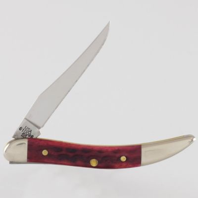 Image showing  2.25 in. Worn Old Bone Small Texas Toothpick Pocket Knife, Red