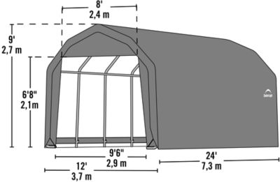Image showing  12 x 24 x 9 ft. Barn Style Shelter, Green