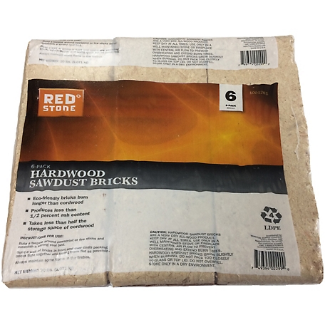 RedStone Hardwood Sawdust Bricks, 20 lb., 6-Pack