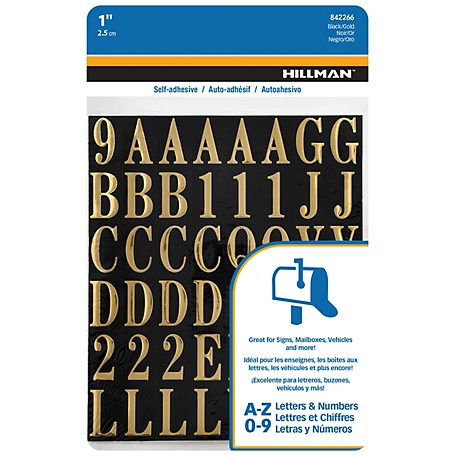 Hillman Adhesive Letter & Number Pack Black and Gold (1in.)