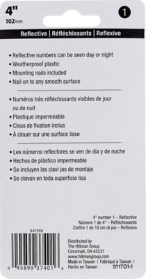 Image showing  4 in. Nail-On Reflective House Number 1