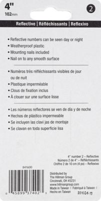 Image showing  4 in. Nail-On Reflective House Number 2