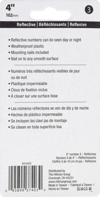 Image showing  4 in. Nail-On Reflective House Number 3