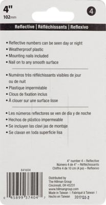 Image showing  4 in. Nail-On Reflective House Number 4