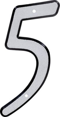 Image showing  4 in. Nail-On Reflective House Number 5