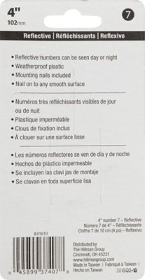 Image showing  4 in. Nail-On Reflective House Number 7