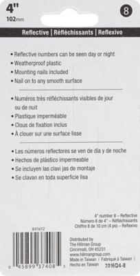 Image showing  4 in. Nail-On Reflective House Number 8