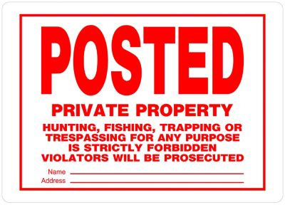 Hillman Posted Private Property Sign (10" x 14")