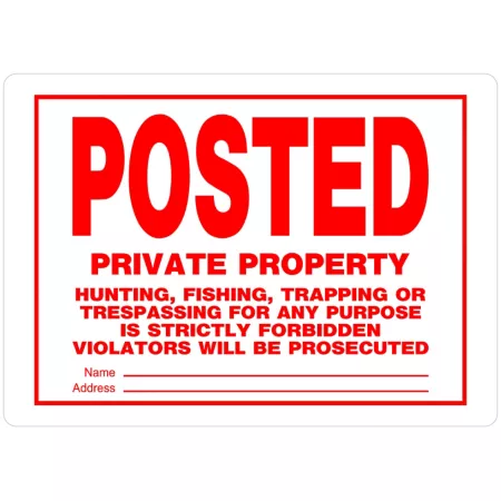 Hillman Published Private Property Sign 10" x 14". Safety Signs