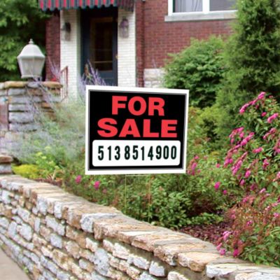 Image showing  For Sale Sign, 15 in. x 19 in., Black/Red