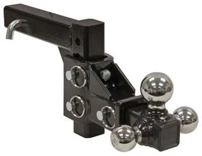 Buyers Products 2 in. Receiver Solid Shank Adjustable Tri-Ball Truck Hitch, 6 in. Drop, 10,000 lb. Capacity, Chrome