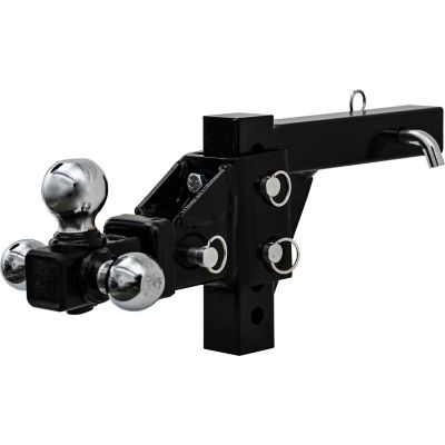 Image showing 5 th Buyers Products 2 in. Receiver Adjustable Tri-Ball Truck Hitch, 6 in. Drop, 10,000 lb. Capacity, Chrome