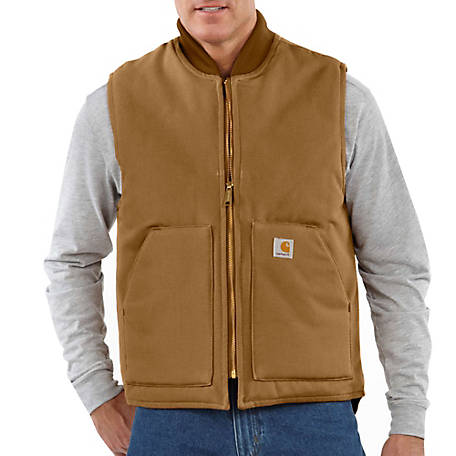 Men's Washed Arctic-Quilt Lined Duck Vest Utility Rugged Canvas Work Vest