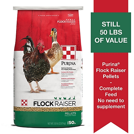 Purina Flock Raiser Pellet Poultry Feed, 50 lb. Bag