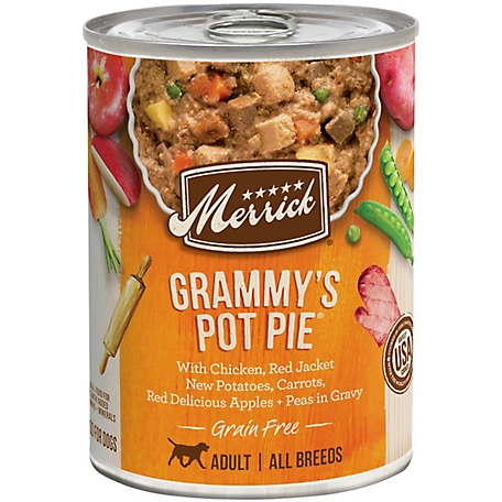 Merrick Grain Free Classic Grammy's Pot Pie All Life Stages Chicken and Vegetables Chunks Wet Dog Food, 12.7 oz. Can