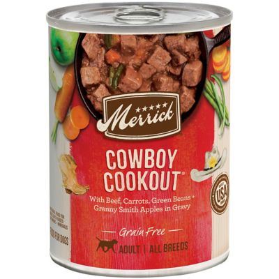 Merrick Grain Free Classic Cowboy Cookout Adult Beef and Vegetables Chunks Wet Dog Food, 12.7 oz. Can Amazing Dog Food