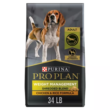 Purina Pro Plan Adult Weight Management Shredded Blend Chicken and Rice Formula Dry Dog Food 34 lb Bag Dry Dog Food