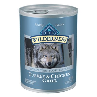 Blue Buffalo Wilderness Adult High-Protein Turkey and Chicken Grill Pate Wet Dog Food, 12.5 oz. Can