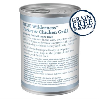 Image showing  Adult Wet Dog Food, High-Protein & Grain-Free, Turkey & Chicken Grill, 12.5-oz. Can