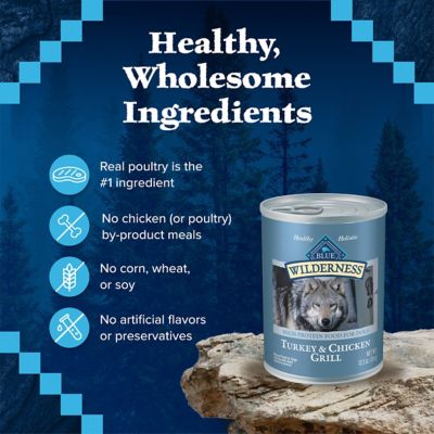 Image showing 5 th Blue Buffalo Wilderness Adult Wet Dog Food, High-Protein & Grain-Free, Turkey & Chicken Grill, 12.5-oz. Can