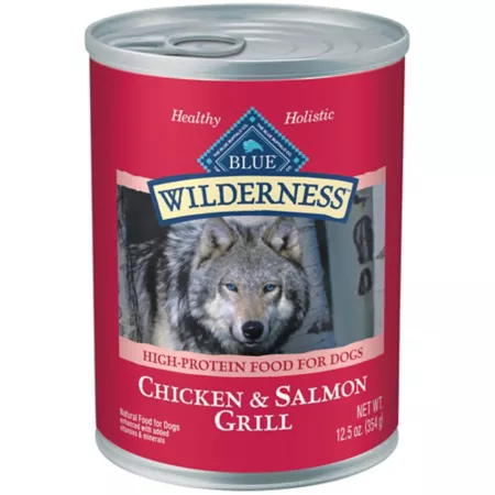 Blue Buffalo Wilderness Grilled Salmon and Chicken Recipe for Adults High Protein Grain Free Wet Dog Food 12.5 oz. Wet Dog Food