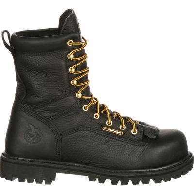 Image showing 1 th Georgia Boot Men's Round Toe Waterproof Logger Boots, 8 in., Black