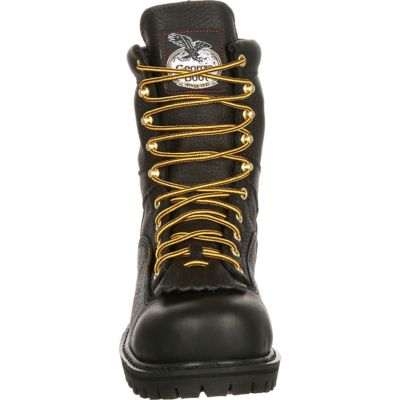 Image showing  Men's Round Toe Waterproof Logger Boots, 8 in., Black