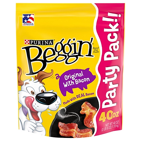 Purina Beggin' Purina Strips Dog Treats, Original With Bacon Flavor - 40 oz. Pouch