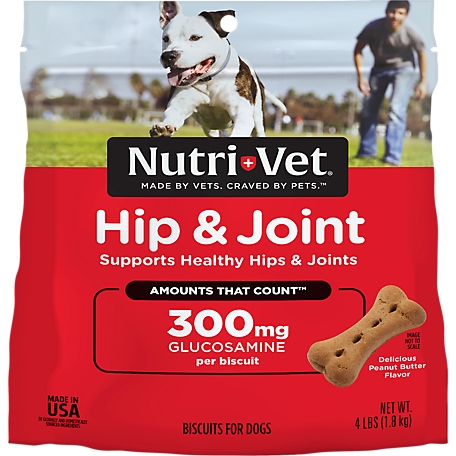 Nutri-Vet Hip and Joint Extra Strength Peanut Butter Biscuits for Large Dogs, 4 lb.