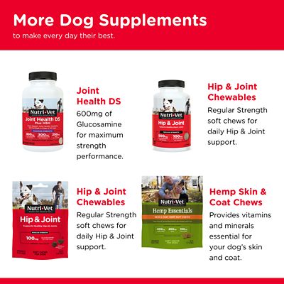 Image showing 6 th Nutri-Vet Hip and Joint Extra Strength Supplement Biscuits for Large Dogs, Peanut Butter Flavor, 4 lb.