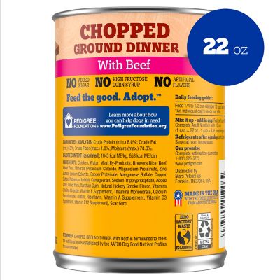 Image showing  Adult Chopped Ground Dinner with Beef Wet Dog Food, 22 oz.
