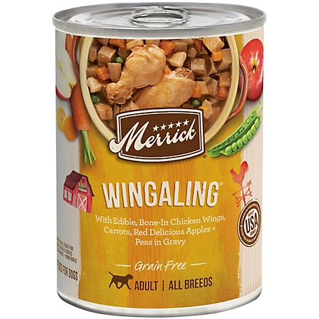 Merrick Grain Free Wingaling All Life Stages Chicken and Vegetables Chunks Wet Dog Food, 12.7 oz. Can