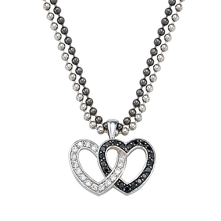 Montana Silversmiths Crystal and Black Double Heart Pendant Necklace, NC61505BK
