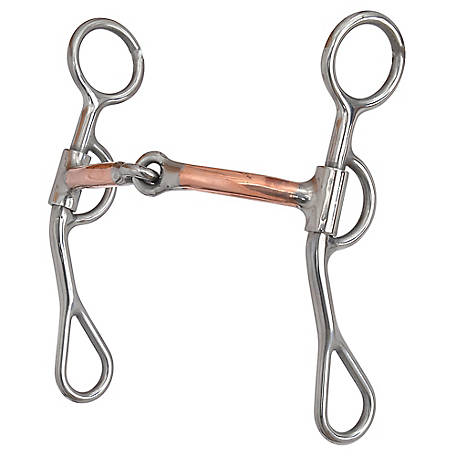 Full Cheek Snaffle Horse Bit 5 1/2” Copper Rolled Dog Bone Mouth With Dots 